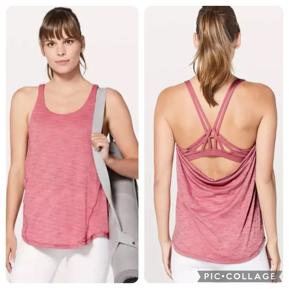 Lululemon Drapey Fit Movement to Movement 2 in 1 Sporty Tank in Cherry Sz 6 - Picture 1 of 12